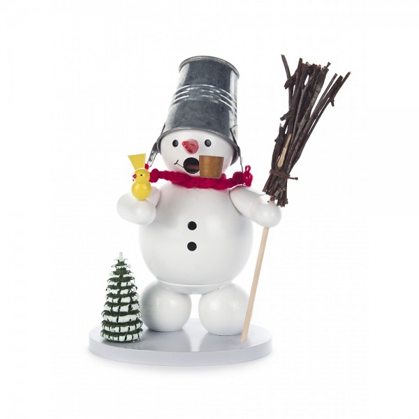 Dregeno Erzgebirge - Räuchermann Schneemann mit Eimer - 13cm