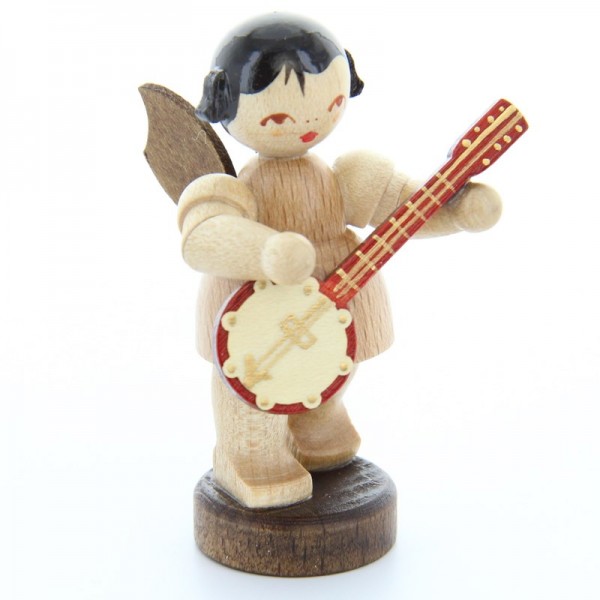 Uhlig Engel stehend mit Banjo, natur, handbemalt