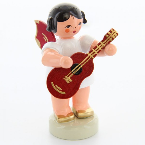 Uhlig Engel stehend mit Gitarre, rote Flügel, handbemalt