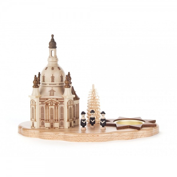 Dregeno Erzgebirge - Teelichthalter mit Dresdner Frauenkirche und Kurrende - 15cm