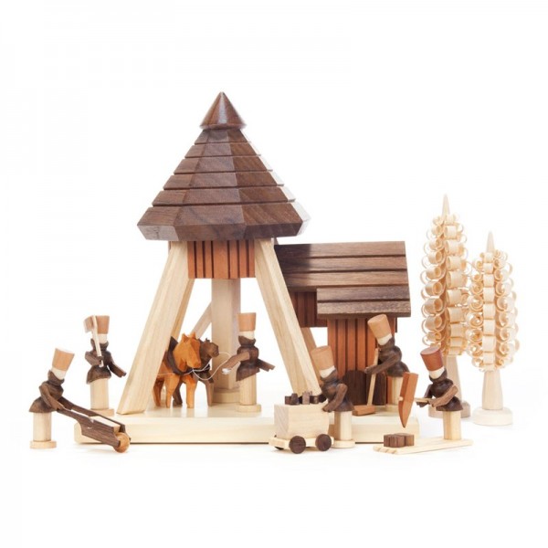 Dregeno Erzgebirge - Miniatur-Pferdegöpel mit Bergleuten