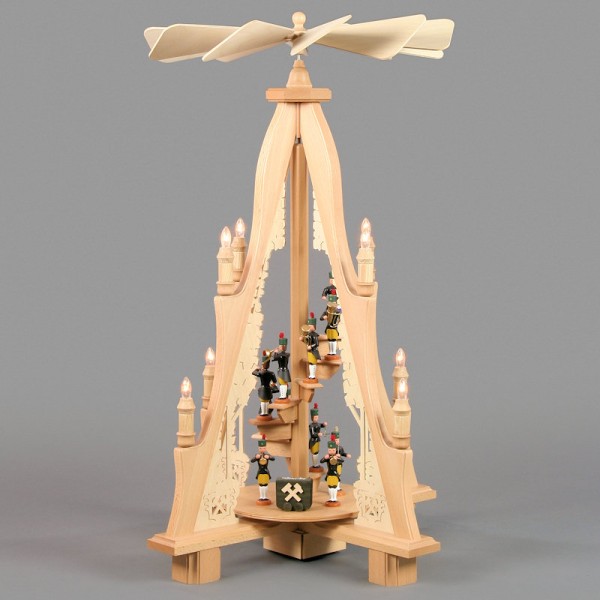 Dregeno Erzgebirge - Pyramide Bergleute, mit Motor und Beleuchtung - 76cm
