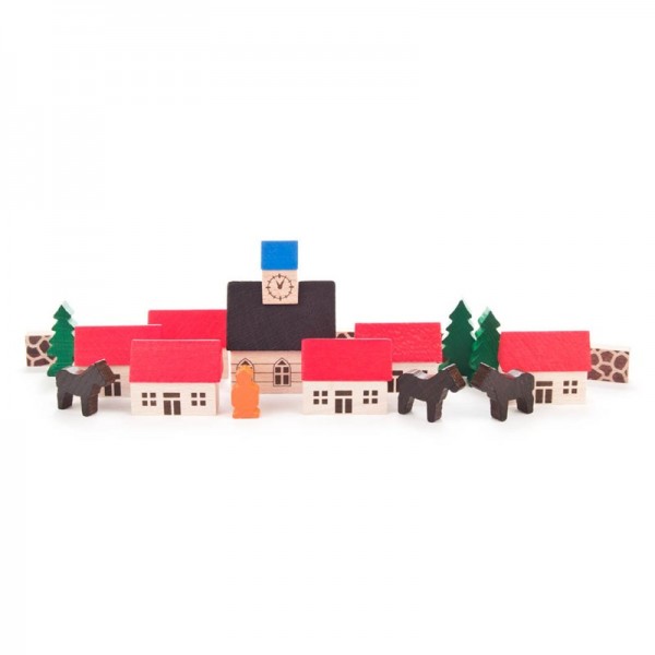 Dregeno Erzgebirge - Miniatur-Dorf mit Kirche, 24-teilig