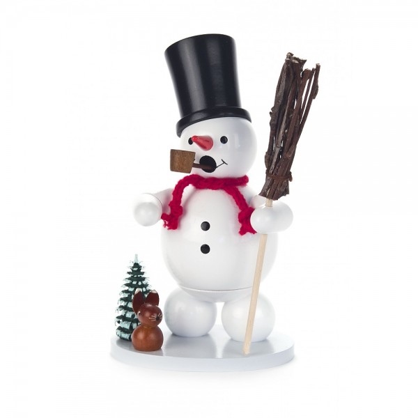 Dregeno Erzgebirge - Räuchermann Schneemann mit schwarzem Zylinder - 14cm