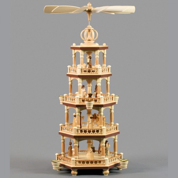 Dregeno Erzgebirge - Pyramide 4-stöckig mit Christi Geburt - 63cm