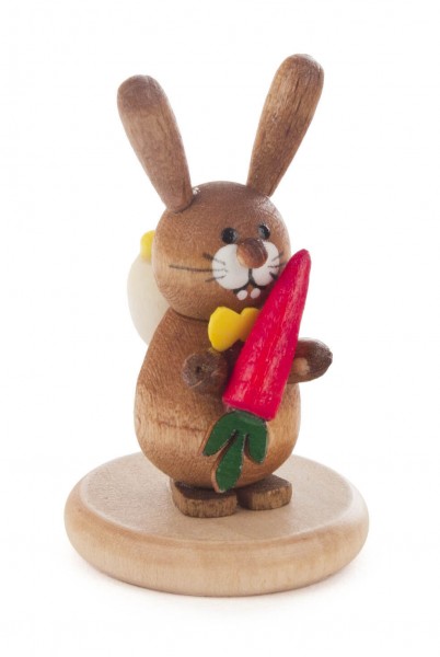 Dregeno Erzgebirge - Hase mit Möhre auf Sockel farbig, lasiert