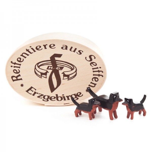 Dregeno Erzgebirge - Miniatur-Dackelgruppe in Spandose