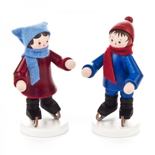 Dregeno Erzgebirge - Miniatur-Schlittschuhkinderpaar, farbig