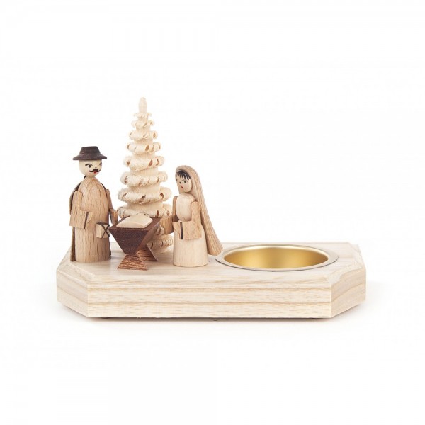 Dregeno Erzgebirge - Teelichthalter mit Christi Geburt - 9cm