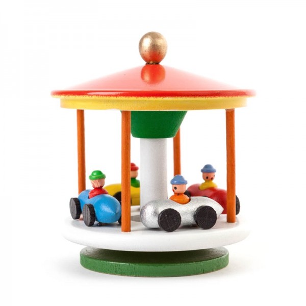 Dregeno Erzgebirge - Miniatur-Karussell mit Rennautos, farbig