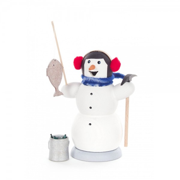 Dregeno Erzgebirge - Räuchermann Schneemann Eisangler - 12cm