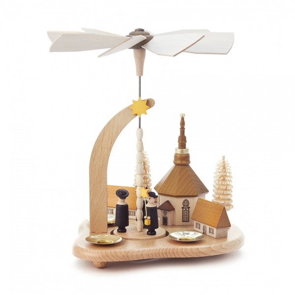 Dregeno Erzgebirge - Pyramide klein mit Kirche und Kurrende - 23cm