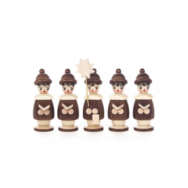 Dregeno Erzgebirge - Kurrendefiguren 5er-Gruppe, natur - 6cm