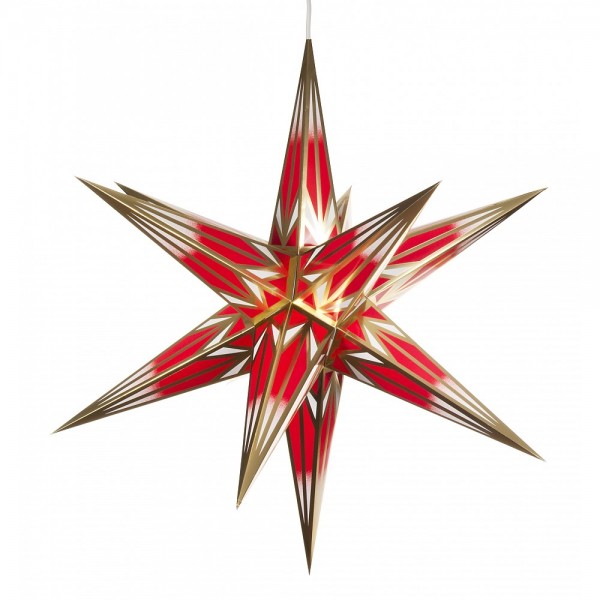 Dregeno Erzgebirge - Haßlauer Weihnachtsstern rot/gold für innen - Ø 64cm
