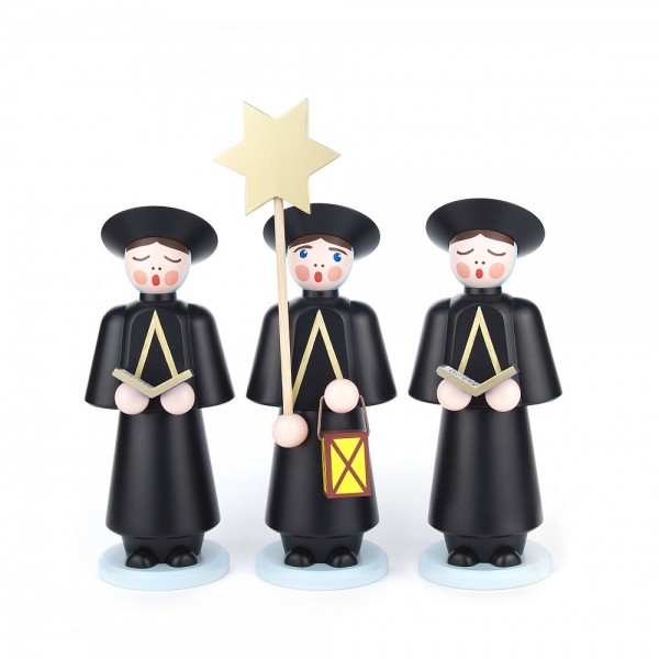 Dregeno Erzgebirge - Kurrendefiguren groß 3er-Gruppe, schwarz - 32cm