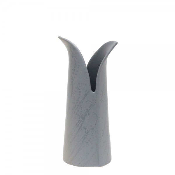 Restposten - Keramik Vase Sing, Grau 10 x 9 x 21 cm