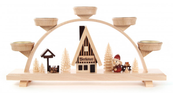 Dregeno Erzgebirge - Schwibbogen mit Weihnachtsmann, für Teelichte