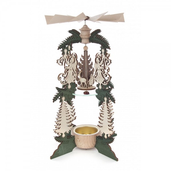 Dregeno Erzgebirge - Teelichtwärmespiel mit Engel und Baum - 22cm