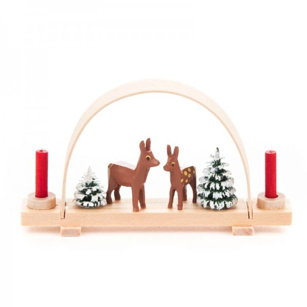 Dregeno Erzgebirge - Miniatur-Schwibbogen mit Rehen