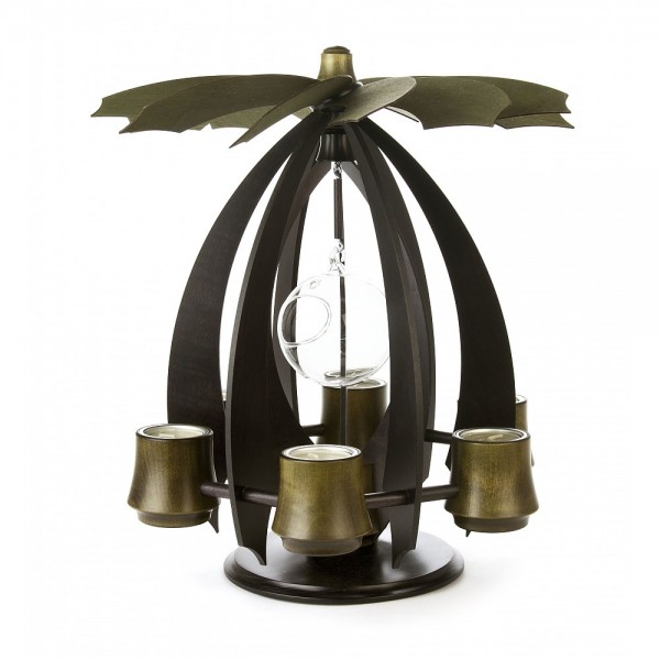 Dregeno Erzgebirge - Pyramide NOVA mit Glaskugel, anthrazit/moosgrün - 38cm