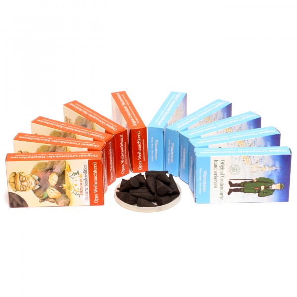 Crottendorfer Räucherkerzen - 10x24 Sparpack – Wintertraum + Opas Weihrauchkerzl – Limitierte Sonderedition