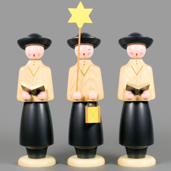 Dregeno Erzgebirge - Kurrendefiguren 3er-Gruppe super groß, 63cm - natur/schwarz