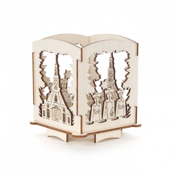 Dregeno Erzgebirge - Teelichthalter 10cm Seiffener Kirche und Kurrende