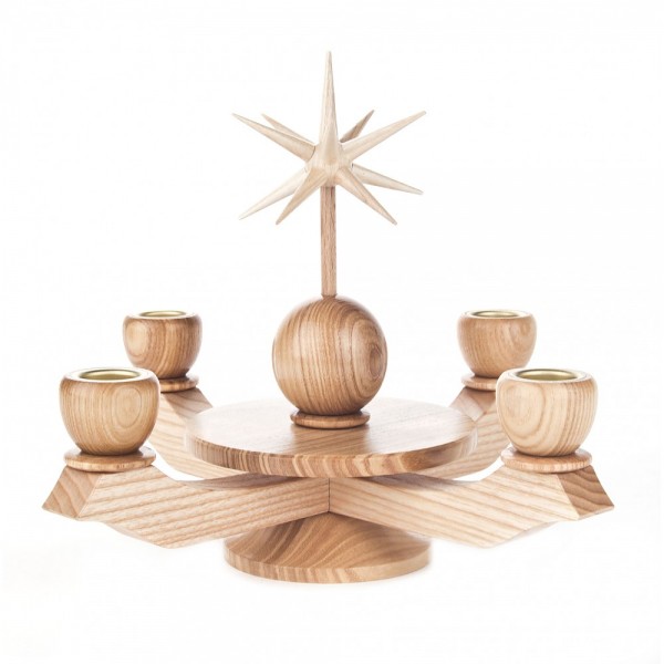 Dregeno Erzgebirge - Adventsleuchter klein, ohne Bestückung mit Teller, natur - 20cm