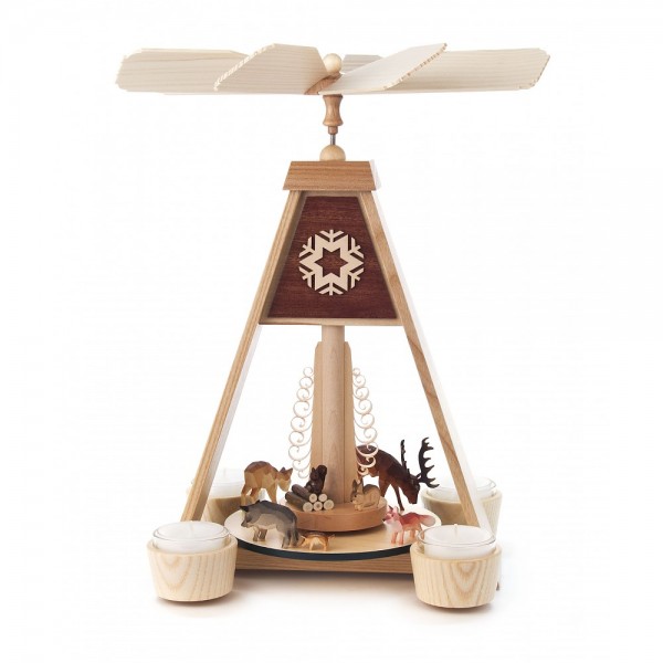 Dregeno Erzgebirge - Pyramide Waldtiere, für Teelichter - 31cm