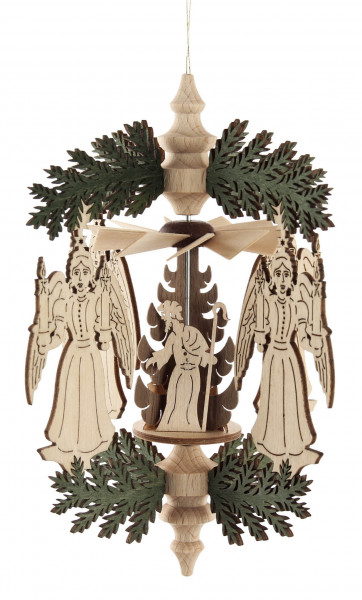 Dregeno Erzgebirge - Wärmespiel Weihnachtskranz Engel, Christi Geburt, zum Hängen