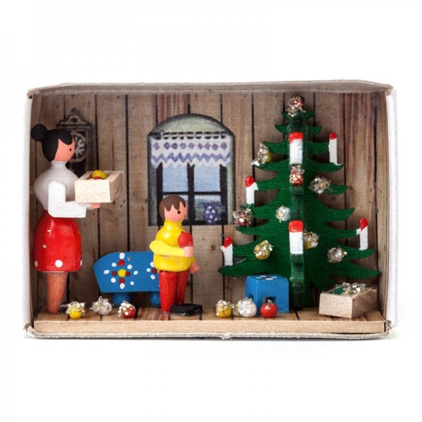 Dregeno Erzgebirge - Miniatur-Zündholzschachtel Vorfreude auf Weihnachten