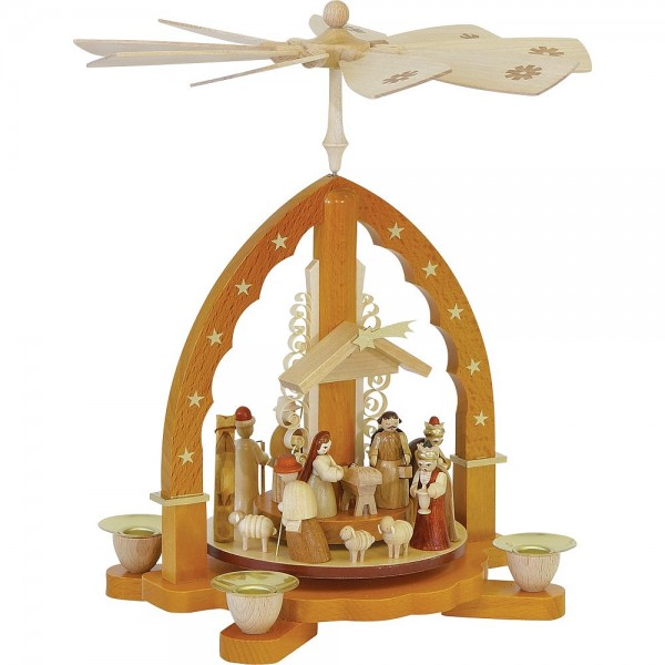 Richard Glässer Erzgebirgspyramide Christi Geburt natur 27cm