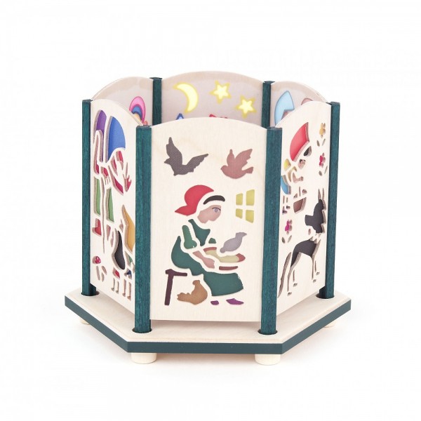 Dregeno Erzgebirge - Teelichthalter 9cm farbig - Motiv Märchen