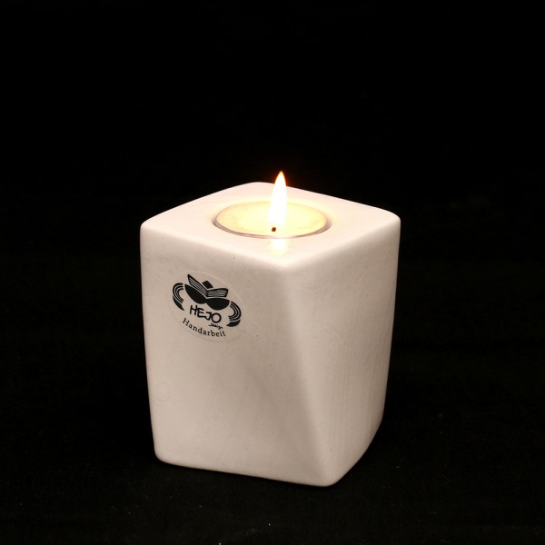 Restposten - Keramik Kerzenhalter Samba, Weiß 7 x 7 x 8,5 cm