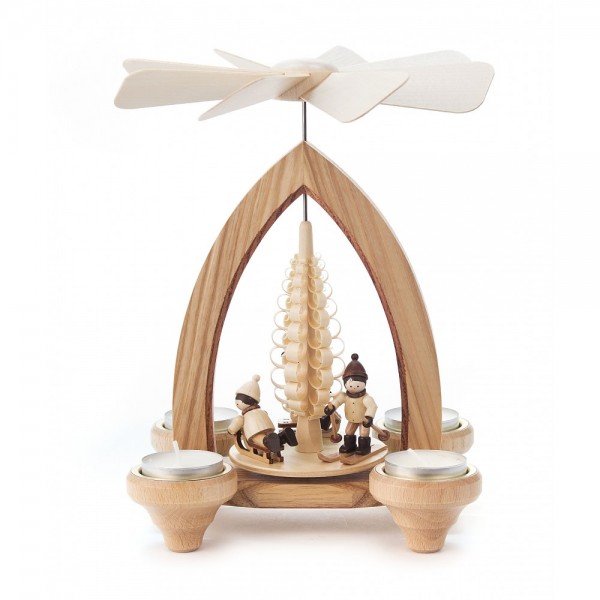 Dregeno Erzgebirge - Pyramide klein mit Winterkinder, für Teelichter - 24cm