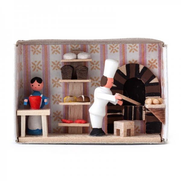 Dregeno Erzgebirge - Miniatur-Zündholzschachtel Bäckerei