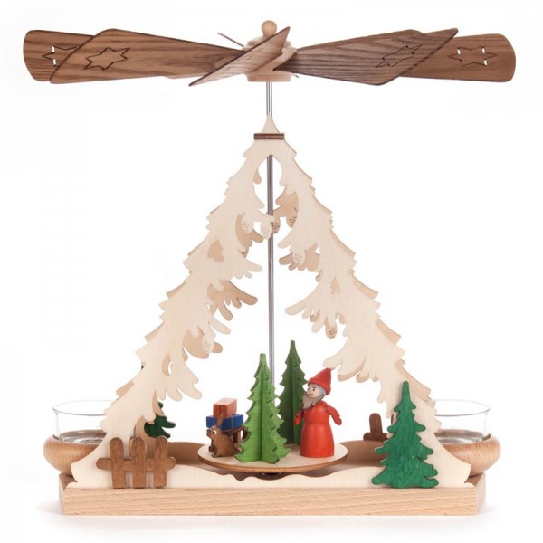 Dregeno Erzgebirge - Tischpyramide mit Weihnachtsmann, für Teelichter