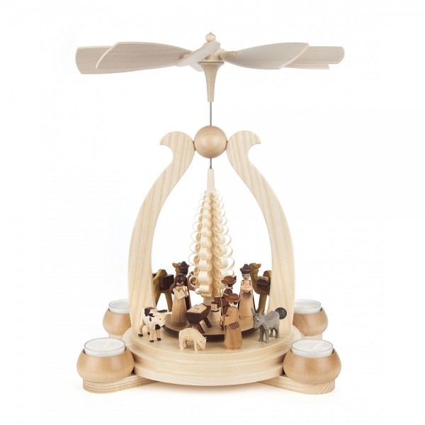 Dregeno Erzgebirge - Pyramide Christi Geburt für Teelichter - 34cm