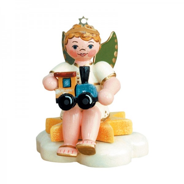 Hubrig Geschenke-Engel Engelbub mit Lok sitzend 6,5cm