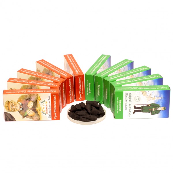 Crottendorfer Räucherkerzen - 10x24 Sparpack – Tannenduft + Opas Weihrauchkerzl – Limitierte Sonderedition