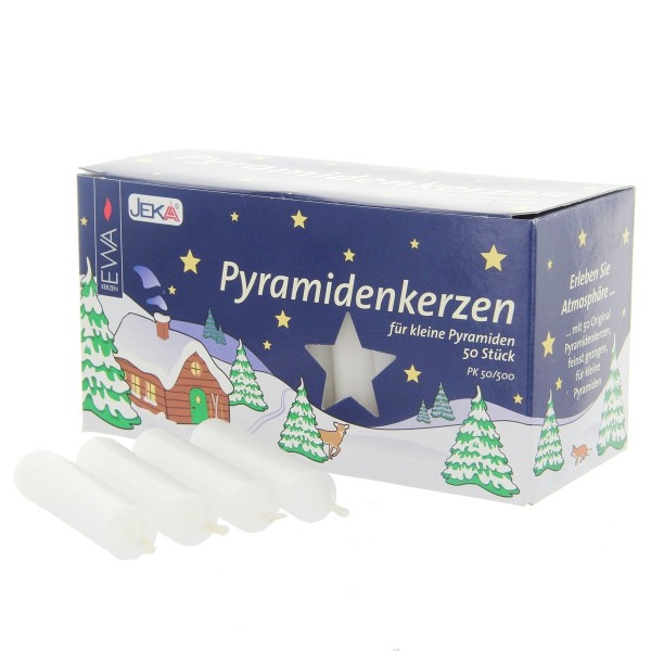 Feine Pyramidenkerzen - Weiß, 50 Stück Packung