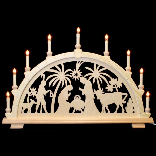 Holzkunst Niederle - Schwibbogen 9-flammig - christl. Alt o. Bäume