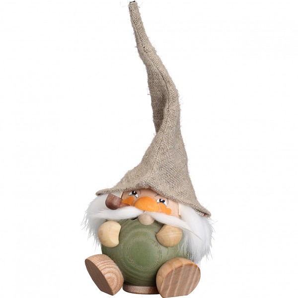 Seiffener Volkskunst Kugelräucherfigur Waldzwerg moosgrün