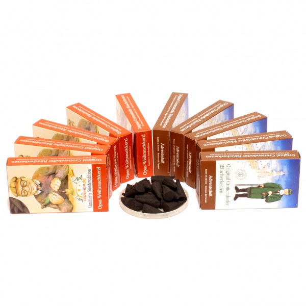Crottendorfer Räucherkerzen - 10x24 Sparpack – Adventsduft + Opas Weihrauchkerzl – Limitierte Sonderedition