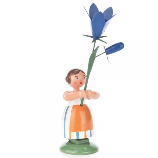 Dregeno Erzgebirge - Feld- und Wiesenblumenmädchen mit blauer Glockenblume