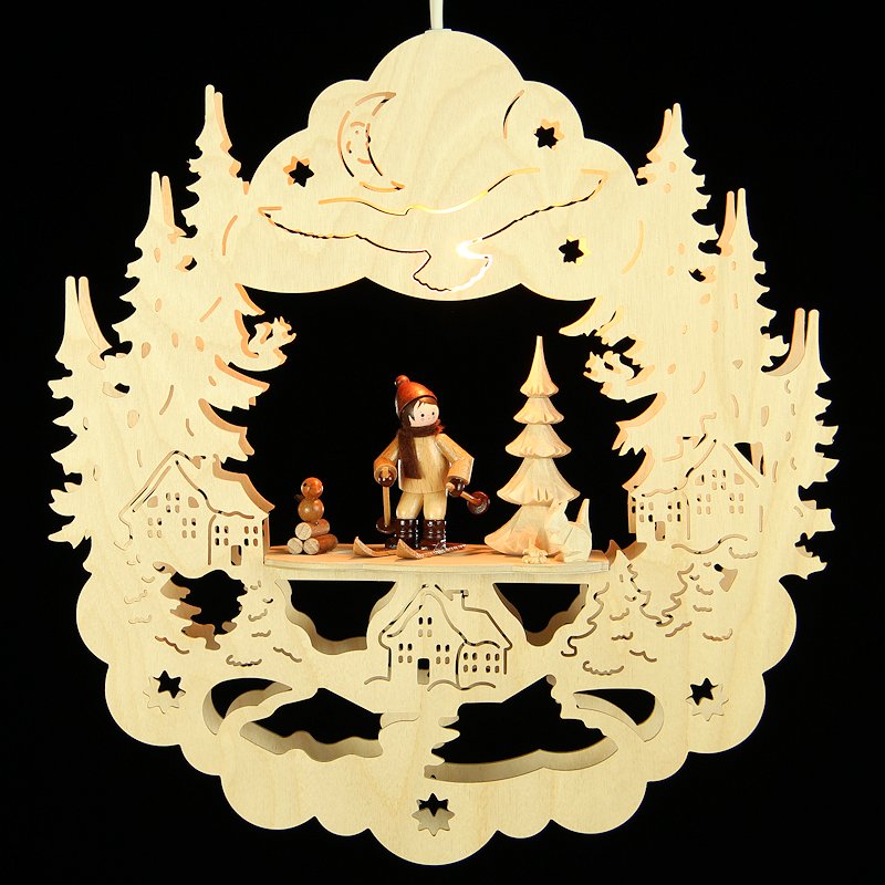 Holzkunst Niederle 3d Fensterbild Skifahrer Elektrisch Beleuchtet Erzshop De