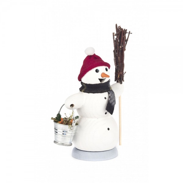 Dregeno Erzgebirge - Räuchermann Schneemann mit Eimer - 14cm