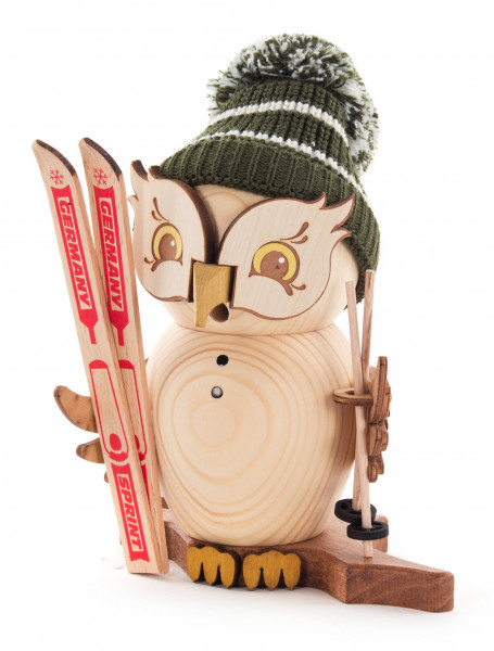 Dregeno Erzgebirge - Räucherfigur Eule Skifahrer