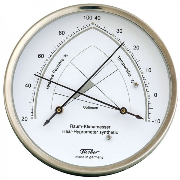 Fischer Raumklimamesser mit Hygrometer und Thermometer - Edelstahl 130mm