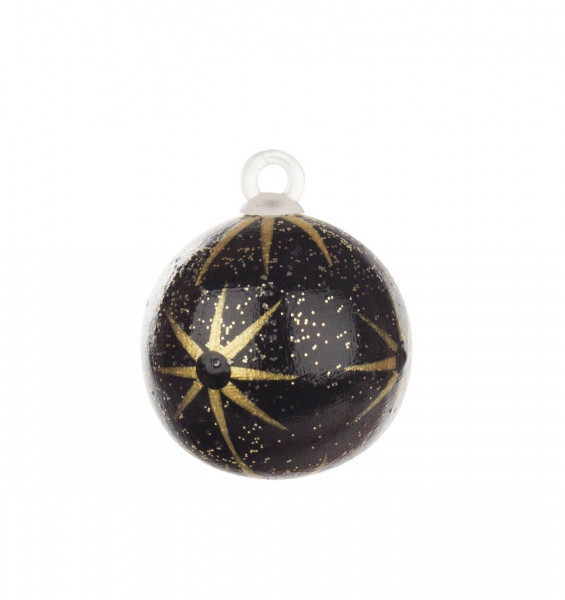 Dregeno Erzgebirge - Weihnachtsbaumkugel mit Sternen schwarz, 3,0cm (ohne Faden)